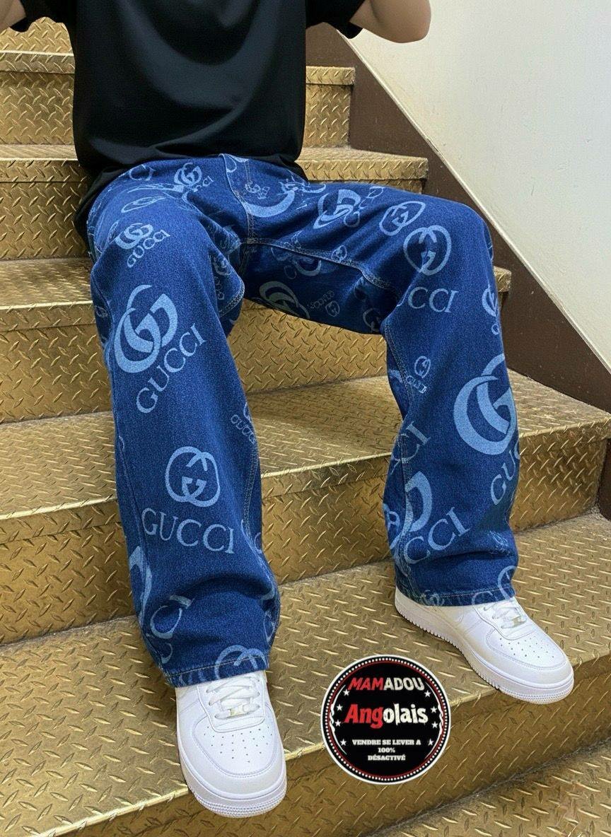 Jean large imprimé tendance