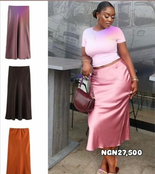 Jupe longue en satin pour femme