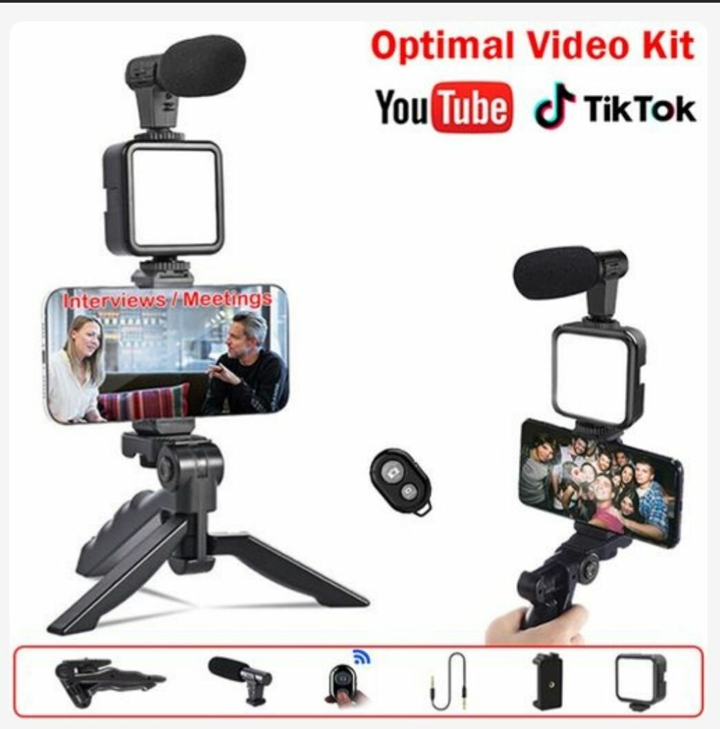 Phone Vlog Video Kit With Adjustable Tripod/ stabilazer