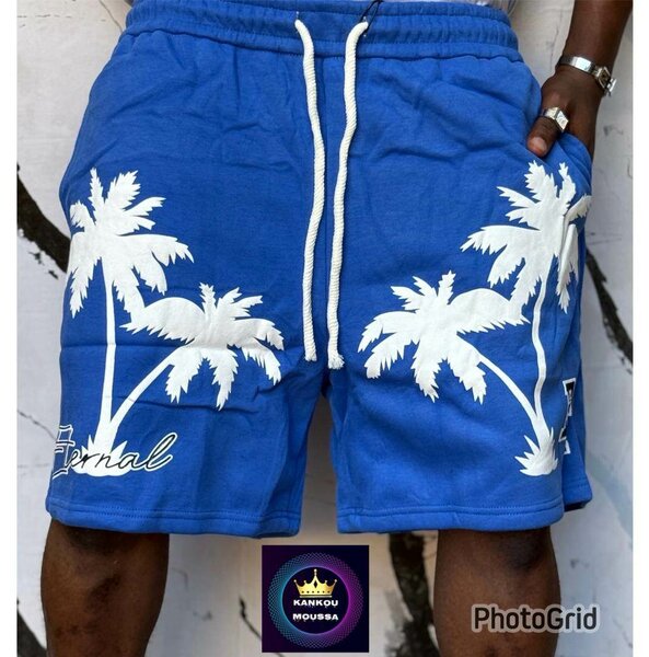 Shorts bleus imprimés palmiers