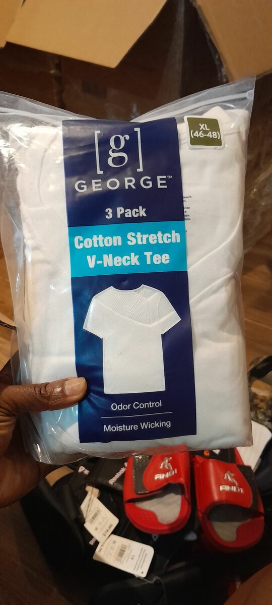 GEORGE, 3-Pack Cotton Stretch  V-Neck Tee, XL