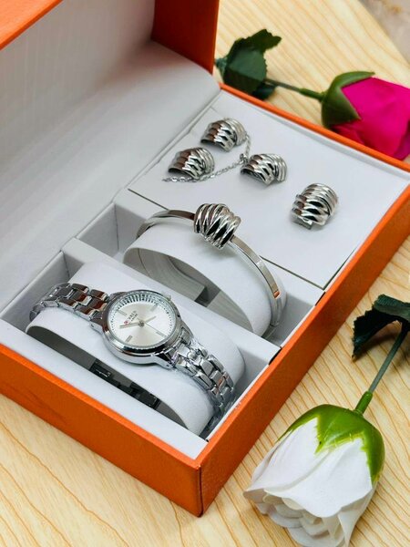 Ensemble Montre et Bijoux en Acier