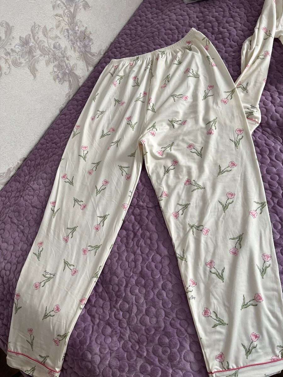 Пижама двойка, штаны и кофточка, приятная ткань, размер XXL