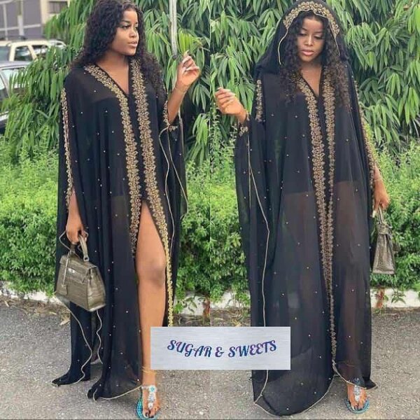 Robe Caftan Noir Élégant