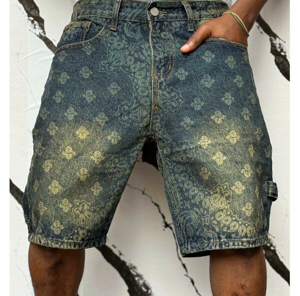 Shorts en jean imprimé homme
