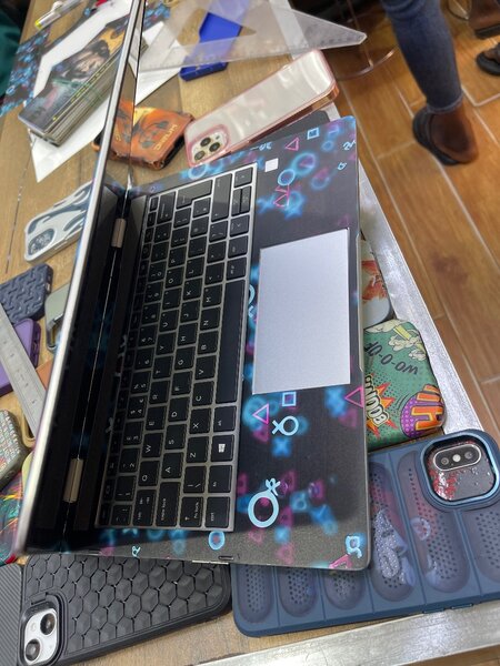 Laptop stickers and phones