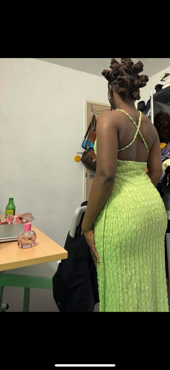 Robe longue texturée verte