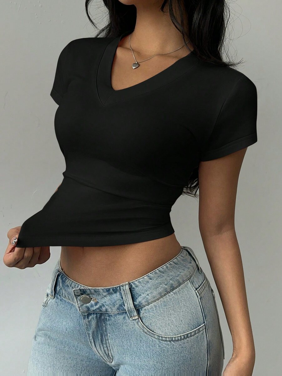 T-shirt col V femme élégant