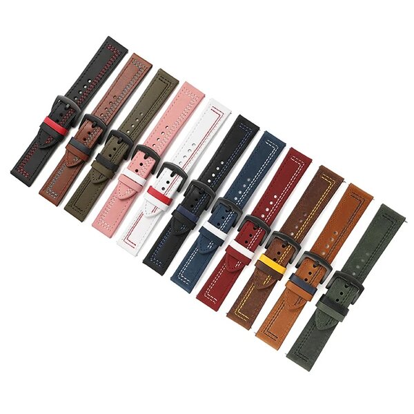 Bracelet montre en cuir coloré