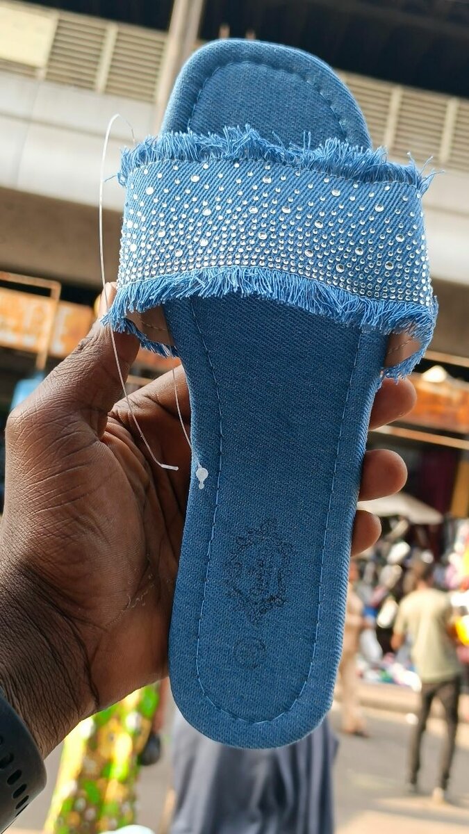 Mules en jean à strass