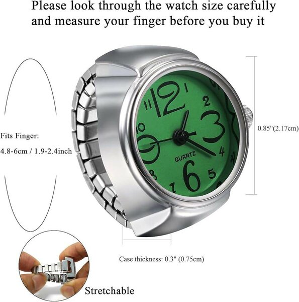 Montre Anneau Réglable en Acier