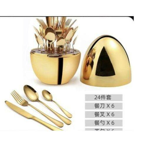 24 Pieces Luxury Flatware Cutlery Set In Egg Shape