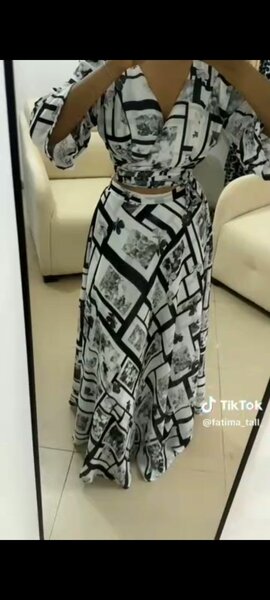 Ensemble robe et crop top imprimé