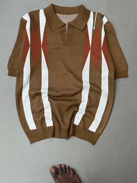 Polo en tricot rayé homme