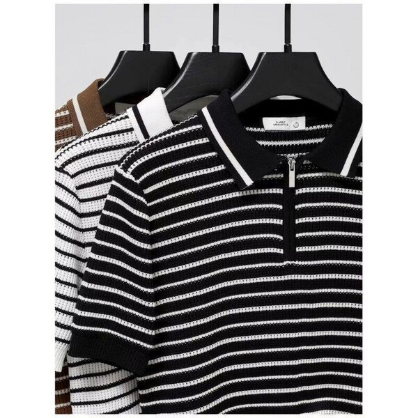 Polo rayé en tricot
