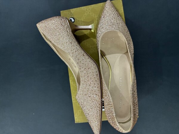 Studded  Heels in Champagne Gold