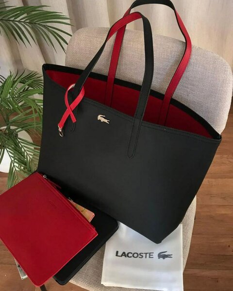 Sac cabas en cuir bicolore Lacoste
