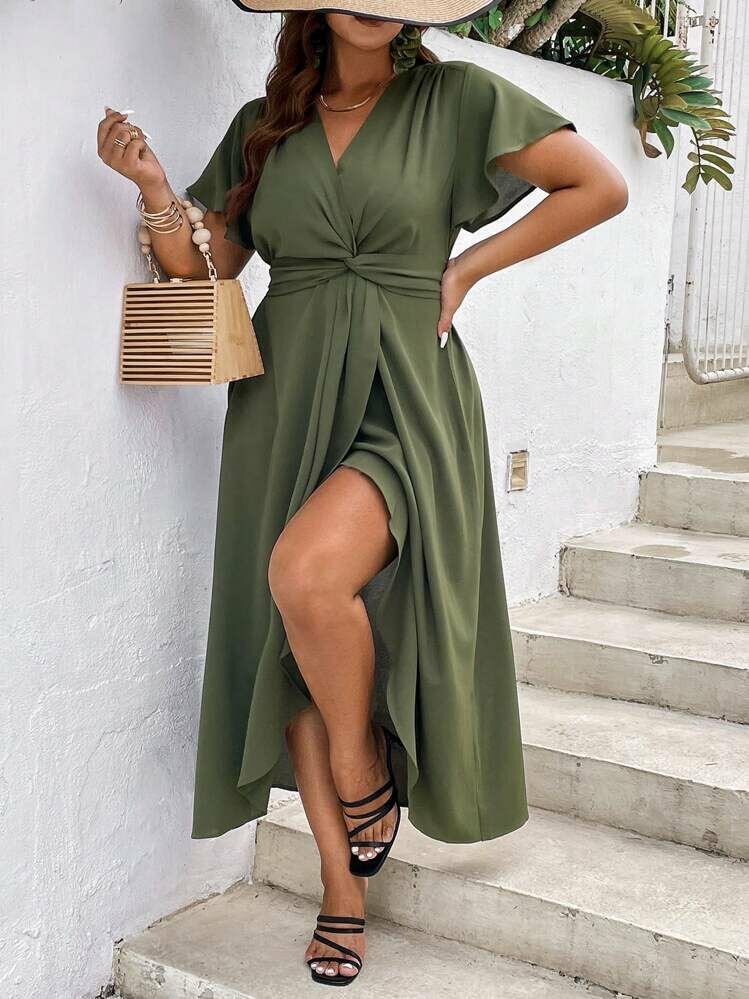 Robe longue élégante verte