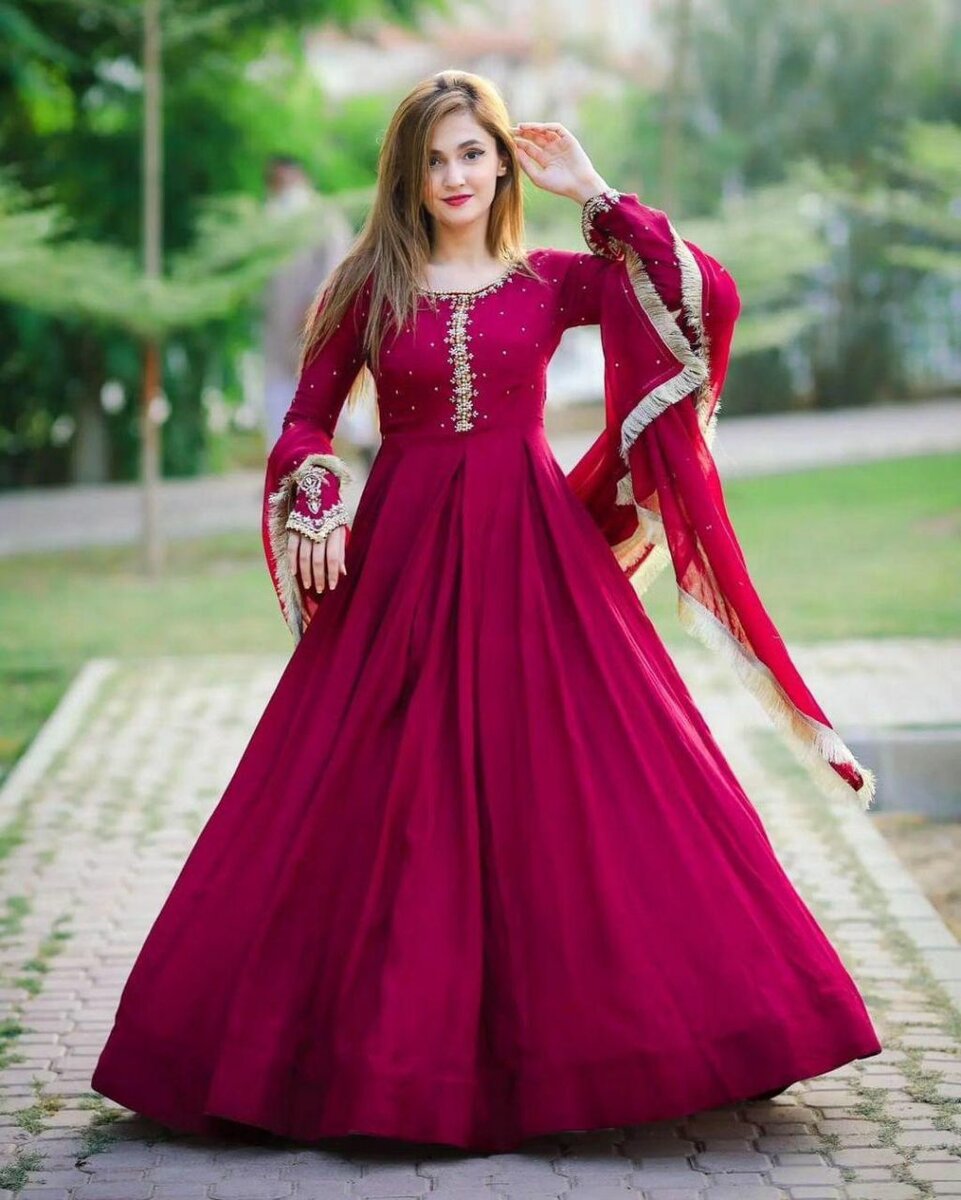3 pcs women's Stitched embroidery maxi dress