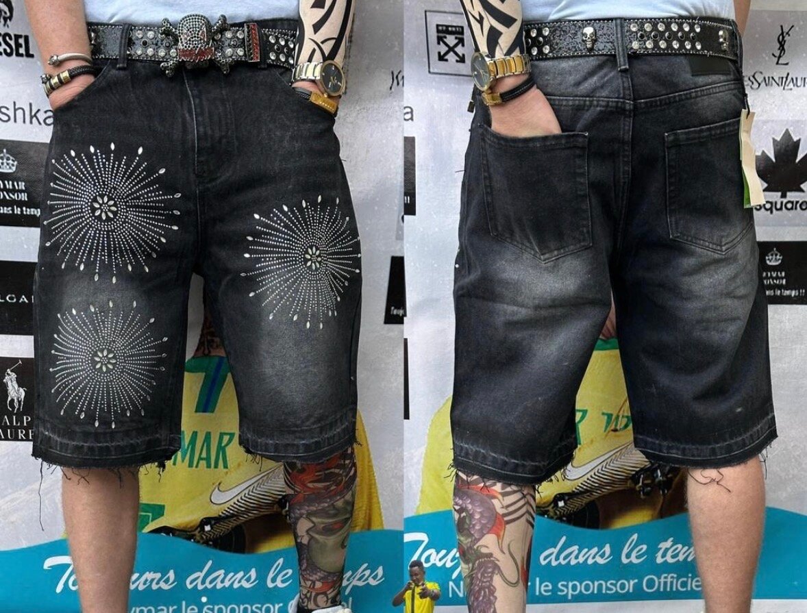 Shorts en jean décontractés cloutés