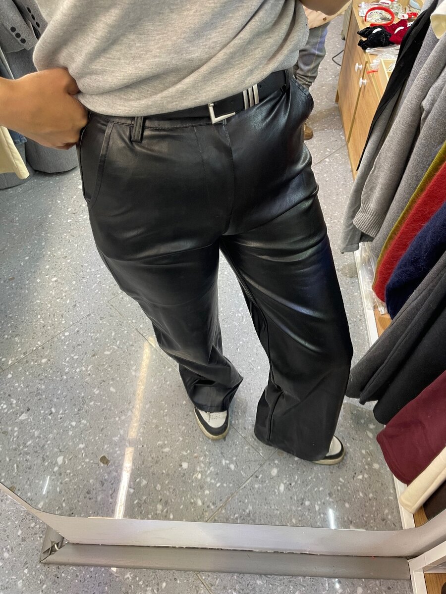 Кожаные брюки с утеплением