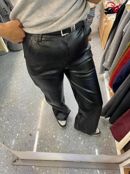 Кожаные брюки с утеплением