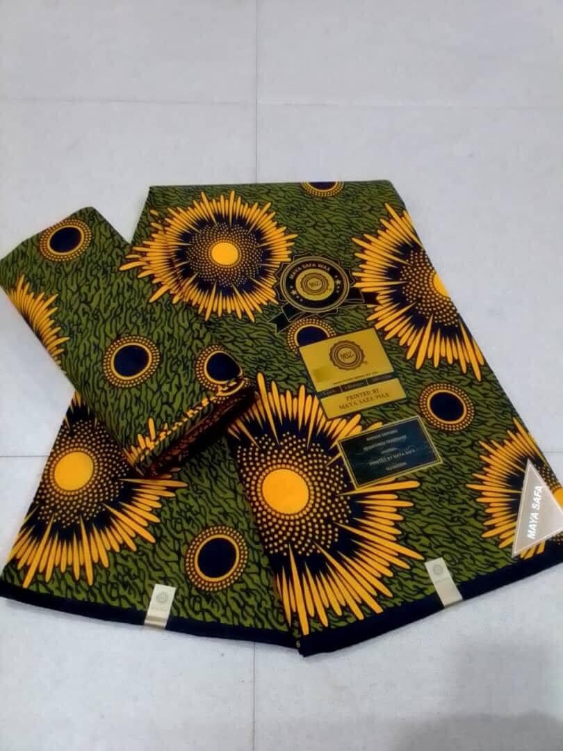 Wax fabric with Super Java 6 yards print yellow-green