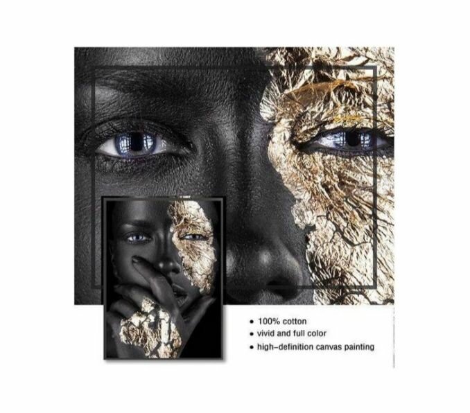 Tableau Art Abstrait Noir et Or