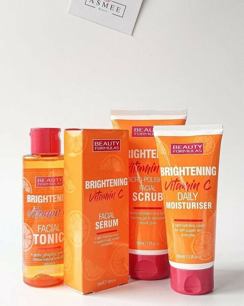 Brightening tonic ,serum, scrub , moisturizer set