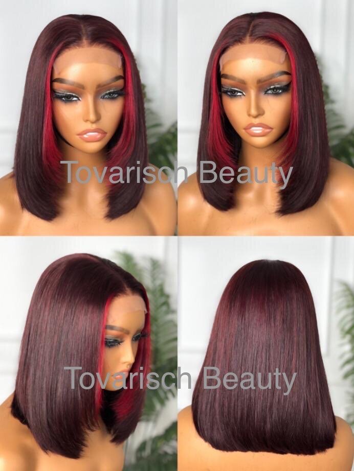Louisa - burgundy layered bob wig