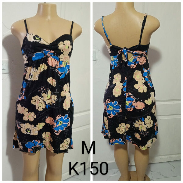 Women's Strapless Black Dress with floral print, size M