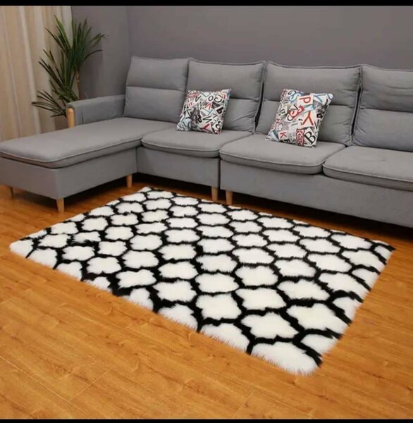 Tapis moderne noir et blanc pour salon