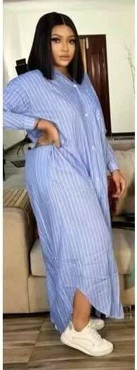 Beautiful and stylish women's long striped dress