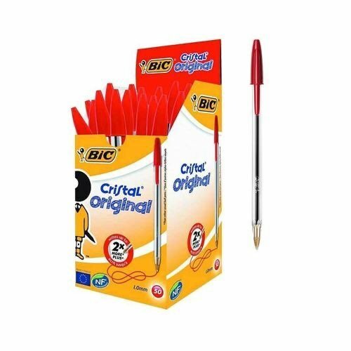 50 Stylos Cristal Rouge BIC