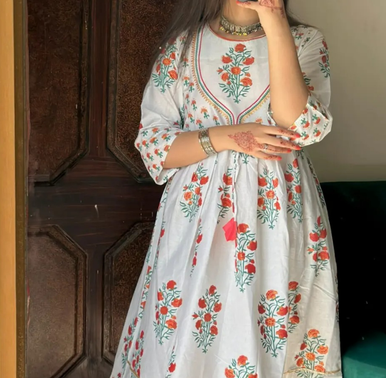  *3D COTTON LAWN Fency Maxi 2Pc*