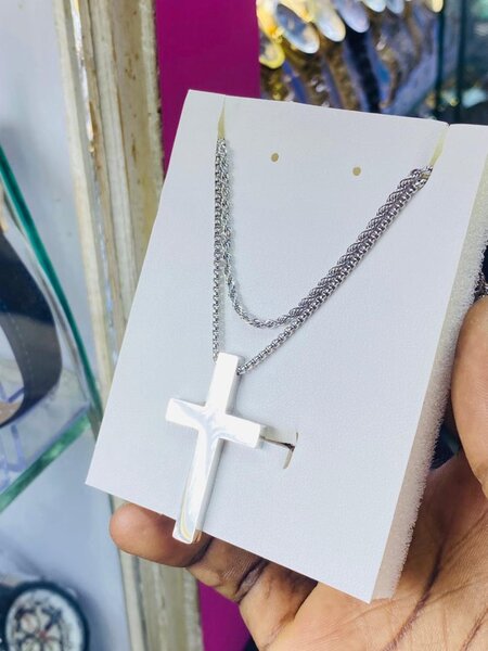 Collier et Bracelet Croix en Acier