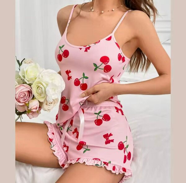 Ensemble pyjama cerises femme
