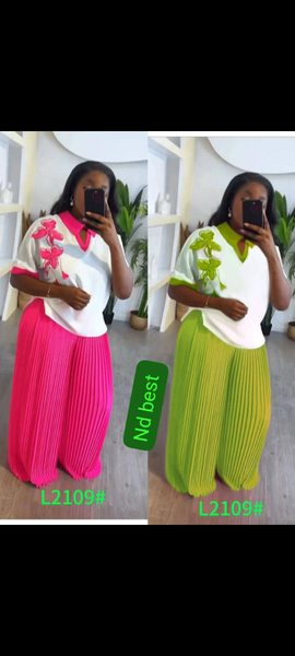 Pantalon plissé coloré femme