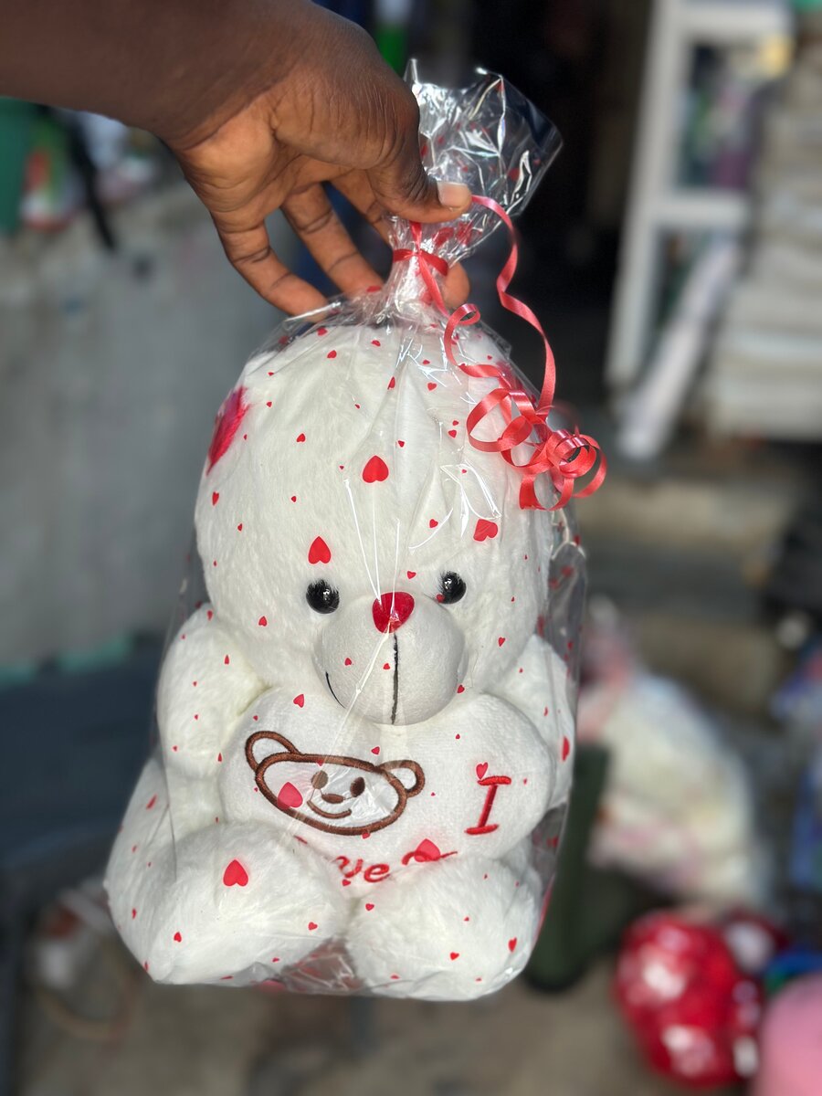 Nounours en peluche blanc I Love You