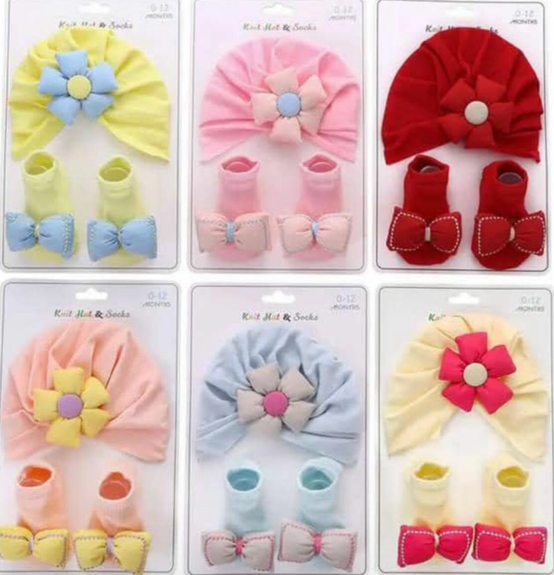 Ensemble chapeau et chaussettes bébé fille