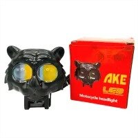 AKE 1-PCS of TIGER EYE LED Long Range OWL Mini Driving Light Dual Color High Low Beam Flasher Long throw brightest Light 20watt Motorcycle Bike Light