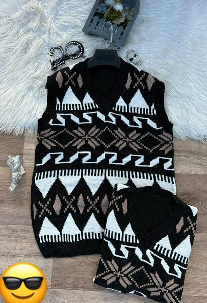 Pulls sans manches en tricot jacquard