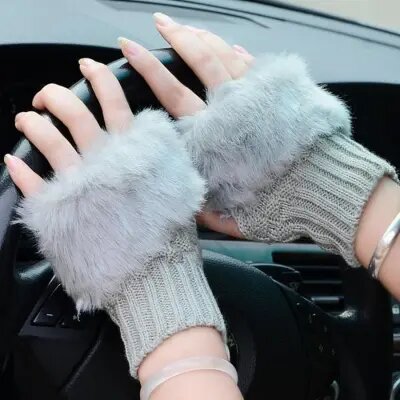Fingerless Fur Mittens