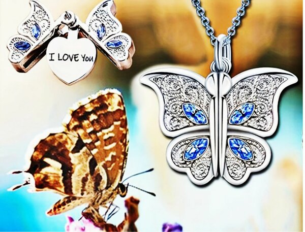 1 PC Fashion Classic Openable Butterfly Pendant Necklace Set