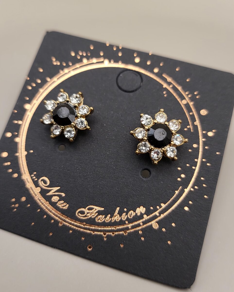 Golden black stud earrings