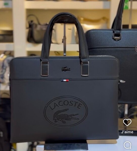 Sacoche homme Lacoste en cuir noir