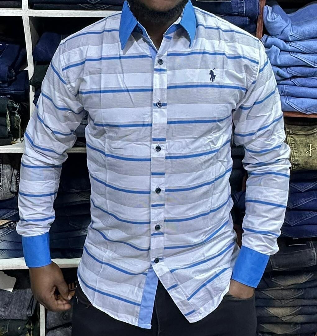 Chemise à rayures bleu homme