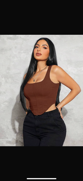 Top bustier ajusté marron