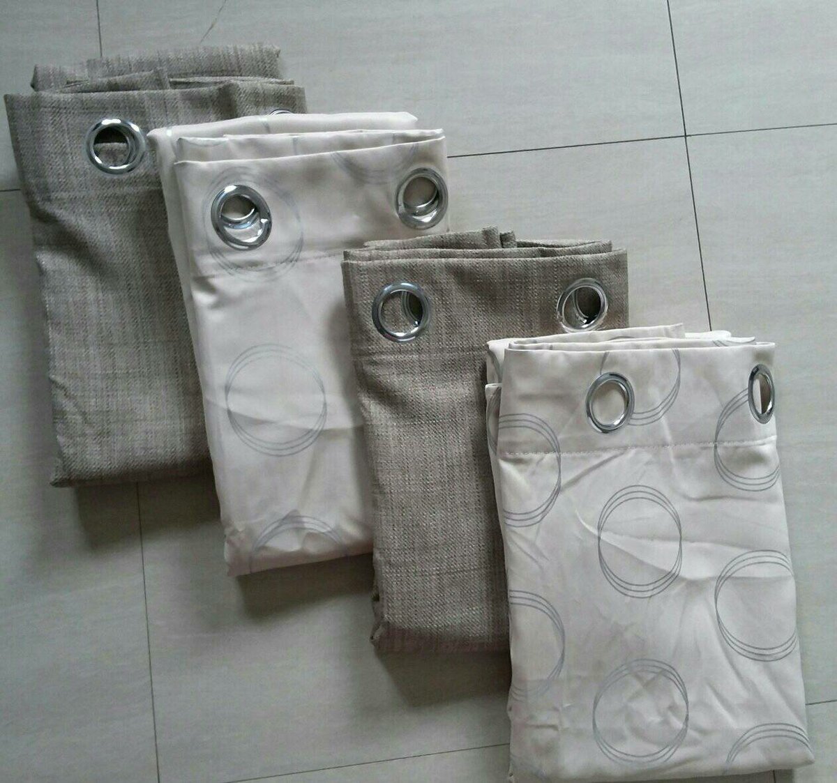 2 drops of curtains light beige and dark beige