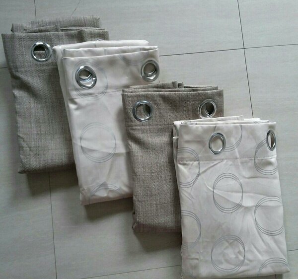 2 drops of curtains light beige and dark beige